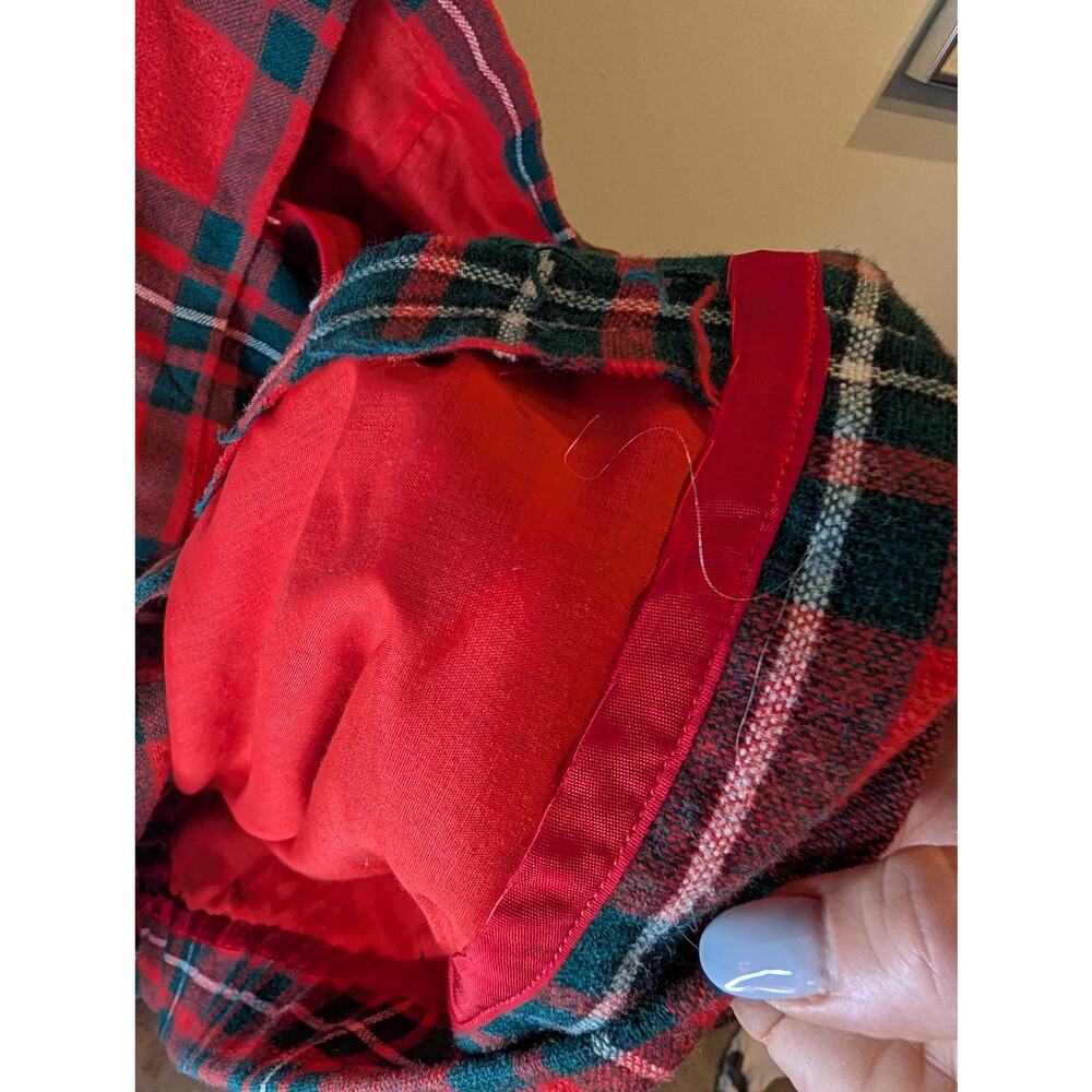 Handmade Red Plaid Wool Skirt Tartan Kilt Style Preppy Scottish Lined XS - Picture 6 of 6